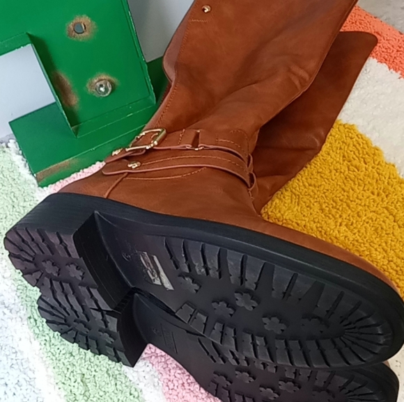 Women's Size 9 Knee High Boots Buckle Riding Boots Light Brown Festival Fashion - Picture 10 of 13